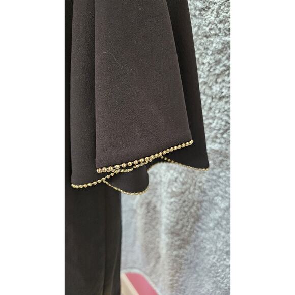Calvin Klein Black‎ Sheath Pencil Dress with Bell Gold Bead Edge Sleeves Sz 4 Sm - Picture 3 of 6